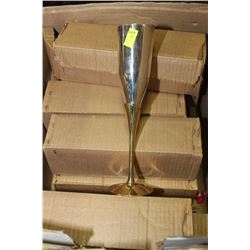BOX OF METAL WINE GLASSES