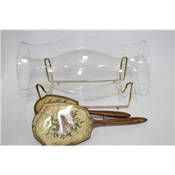 PARTY LITE "SLIM 12" HURRICANE SHADE WITH 2 STANDS