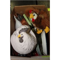 BOX OF ROOSTER ORNAMENTS