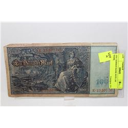 1910  GERMAN BANK NOTE 100 MARK