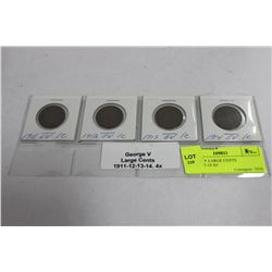GEORGE V LARGE CENTS 1911-12-13-14 X4