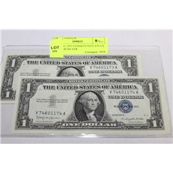 GEM UNC 1957 CONSECUTIVE S/N US 1 DOLLAR SILVER