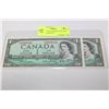 Image 1 : GEM UNC 1954 CONSECUTIVE S/N 1 DOLLAR NOTES X2