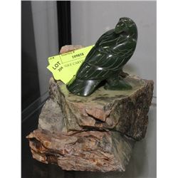 JADE EAGLE CARVING ON JADE PERCH