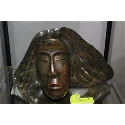 GENUINE ABORIGINAL SOAPSTONE NATIVE HEAD CARVING B