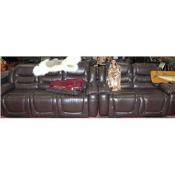 NEW CHOCOLATE BROWN LEATHER RECLINING SOFA