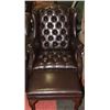 Image 1 : BROWN LEATHERETTE WING BACK PARLOUR CHAIR