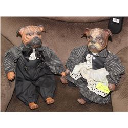 2 ESTATE BULL DOG ORNAMENTS