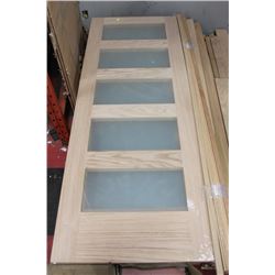 RED OAK SOLID DOOR WITH FROSTED GLASS INSERTS