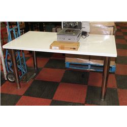 WHITE TABLE W CHROME LEGS (MINOR DAMAGE)