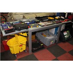 METAL AND GLASS SLIDE OUT KITCHEN TABLE