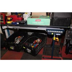 METAL AND GLASSTOP KITCHEN W SLIDE OUT LEAF