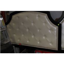 WHITE AND BLACK PADDED NAILHEAD HEADBOARD
