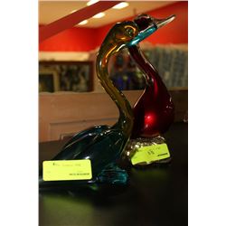 ART GLASS DUCK X2