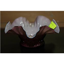 PURPLE AND WHITE ART GLASS DISH