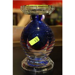 BLUE ART GLASS CANDLE HOLDER
