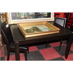 KITCHEN TABLE W 2 WOOD AND LEATHERETTE