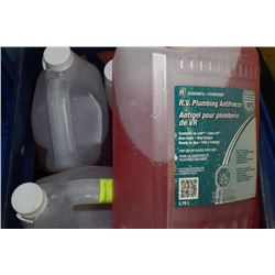 CRATE WITH 4 ONE GALLON RV PLUMBING ANTIFREEZE