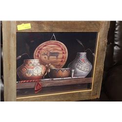 WOOD FRAMED NATIVE PICTURE