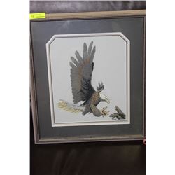 FRAMED NEEDLEPOINT EAGLE PICTURE
