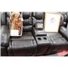 Image 2 : CHOCOLATE BROWN LEATHER SOFA W CONSOLE