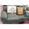 Image 3 : DARK SAGE GREEN FABRIC SOFA W LOVE SEAT