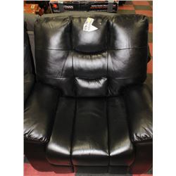 BLACK LEATHERETTE RECLINING SOFA CHAIR