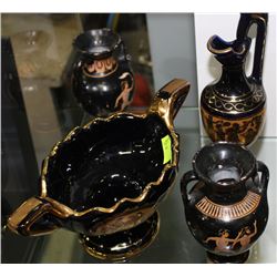 COLLECTION OF GREEK 24K GOLD EMBOSSED DISH SET