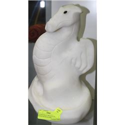 ALABASTER ICE DRAGON CARVING SIGNED NICHOLAS JOEL