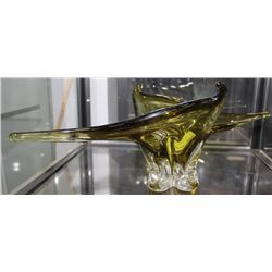 GREEN ART GLASS DISH