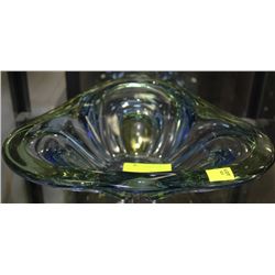 BLUE AND GREEN ART GLASS DISH