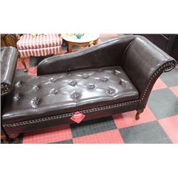 NEW BROWN LEATHERETTE STORAGE CHAISE LOUNGE CHAIR