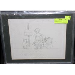 WINNIE THE POOH SIGNED & FRAMED SKETCH
