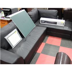 NEW BLACK LEATHER APT SIZE SECTIONAL