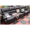 Image 1 : BROWN LEATHER RECLINING SOFA W LOVE SEAT