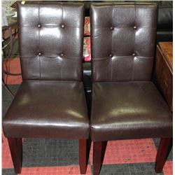 PAIR OF BROWN LEATHERETTE SIDECHAIRS