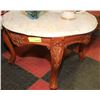 Image 1 : WOOD CARVED GRANITE TOP END TABLE