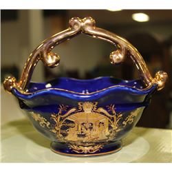 LIMOGES COLBALT BLUE HANDLED CANDY DISH