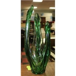 GREEN ART GLASS DISH