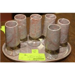 STONE GLASSES W TRAY