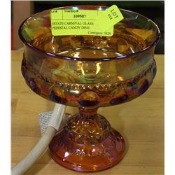 ESTATE CARNIVAL GLASS PEDESTAL CANDY DISH