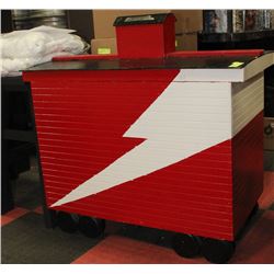 VERY LARGE RED & WHITE RAILCAR TOYBOX