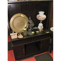 DK BROWN FLAT SCREEN TV WALL UNIT W/ 2 STORAGE