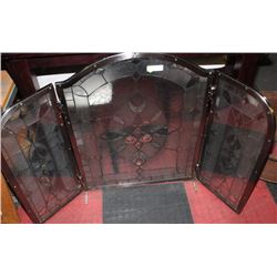 STAINED GLASS & STEEL FIREPLACE SCREEN