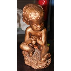 ABBOT GOLD TONE LITTLE BOY CERAMIC STATUE