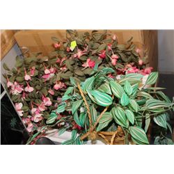 3 HANGING ARTIFICIAL FLOWERS AND PLANTS