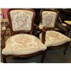 Image 1 : PAIR OF FRENCH PROVINCIAL WOOD CARVED NEEDLEPOINT