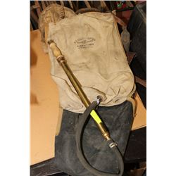 VINTAGE BACKPACK WATER SPRAYER & PAIR OF FEEDBAGS