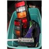 Image 1 : BIN OF MISC INCLUDES TAIL LIGHTS FOR FORD, JVC