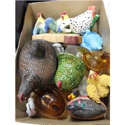 TRAY OF ASSORTED CHICKEN DISHES / ORNAMENTS